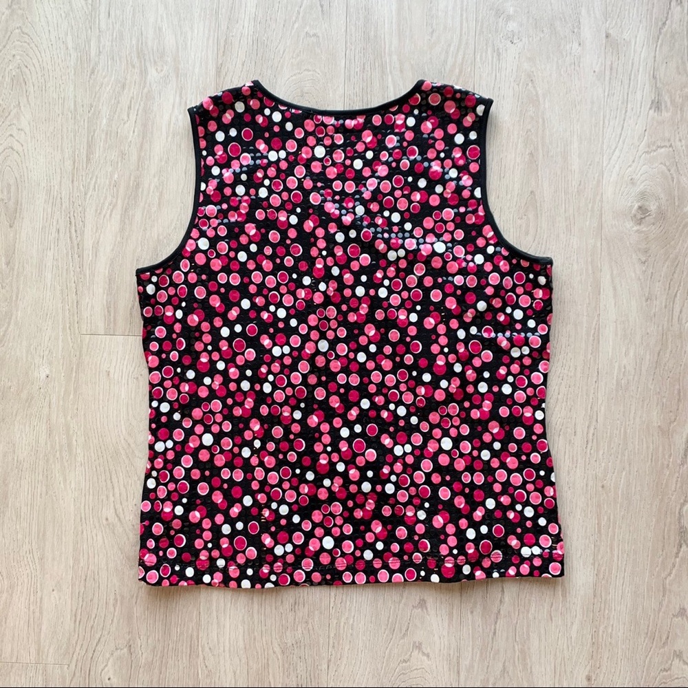Vintage 90s Y2K funky retro colorful polka dot short sleeve tank top - Picture 2 of 4